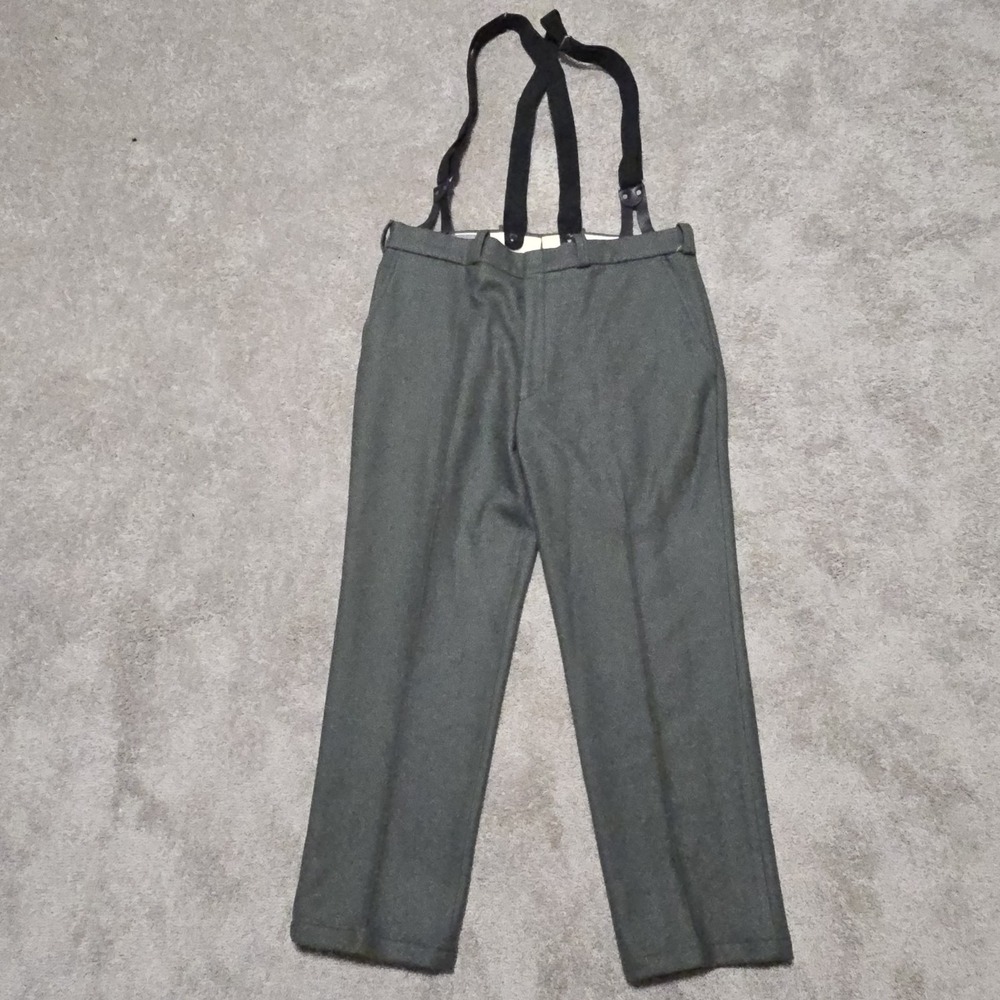 Pendleton Pants × Welch Vintage Wool 42×34 Olive Green Suspenders USA Made 60/70
